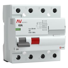 DV 4P 63А/ 30мА (A)  AVERES (rccb-4-63-30-a-av). Выключатели дифференциального тока (УЗО). EKF