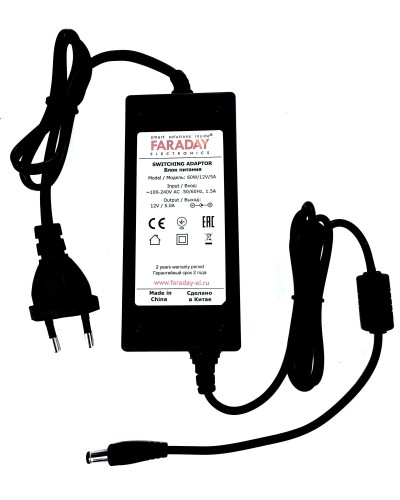 60W/12V/5A. Импульсный блок питания в пластиковом корпусе. FARADAY в Прокопьевске
