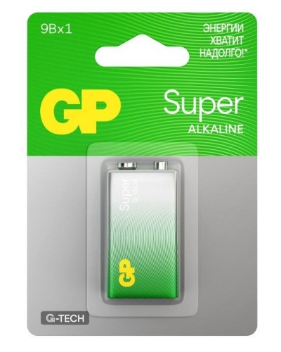 GP Super Alkaline 9V Крона (GP 1604AA21-5CRSBC1), БЛИСТЕР. Алкалиновая батарейка. GP Batteries в Прокопьевске