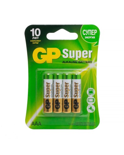 GP Super Alkaline 24A AAA (GP 24A-2CR4), упак. 4 шт. БЛИСТЕР. Алкалиновые батарейки. GP Batteries в Прокопьевске