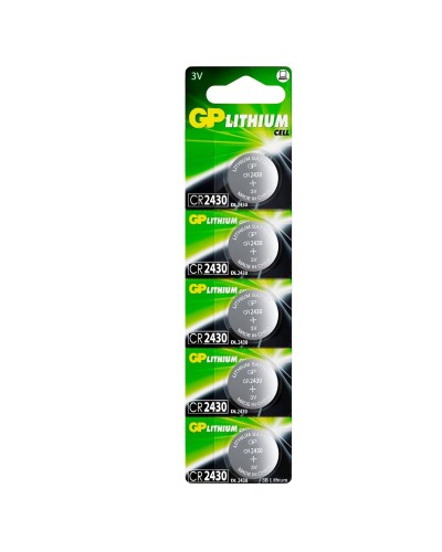 GP Lithium CR2430 (GP CR2430-2C5 100/1000), упак. 5 шт. БЛИСТЕР. Литиевые дисковые батарейки. GP Batteries в Прокопьевске