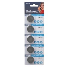 CR2032 GoPower, упак. 5 шт., БЛИСТЕР. Литиевый элемент питания. GoPower