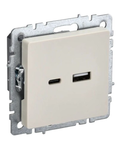 Розетка USB A+C 18Вт РЮ11-1-БрКр бежевый BRITE (BR-U22-018-K10). Розетка USB. IEK в Прокопьевске