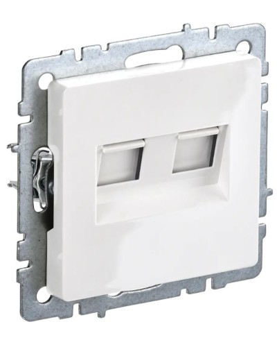 Розетка RJ11+RJ45 РК/Т12-БрБ белая BRITE (BR-KT20-O-1-K01). Розетка двойная. IEK в Прокопьевске