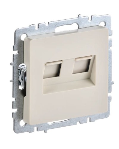 Розетка RJ45 РК10-2-БрКр кат.5E, бежевый BRITE (BR-K20-1-K10). Розетка компьютерная двойная. IEK в Прокопьевске