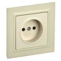 Розетка без з/к в сборе РСР10-1-0-БрКр бежевый BRITE (BR-R10-10-K10-F). Розетка без заземления без защитных шторок. IEK