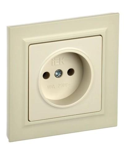 Розетка без з/к в сборе РСР10-1-0-БрКр бежевый BRITE (BR-R10-10-K10-F). Розетка без заземления без защитных шторок. IEK в Прокопьевске