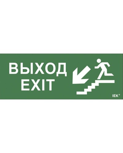 Самоклеящаяся этикетка Выход/лестница вниз/фигура (LPC10-1-24-09-VLVNF). Самоклеящаяся этикетка 240х90 мм. IEK в Прокопьевске