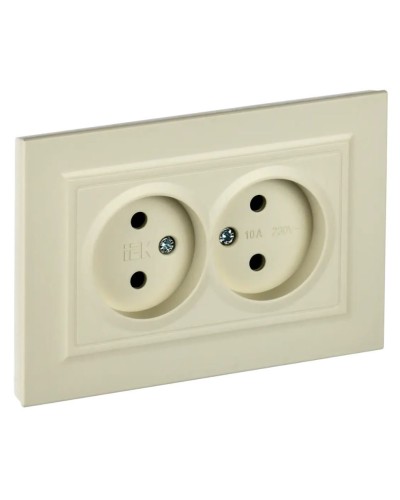Розетка 2-местная без з/к РС12-2-БрКр бежевый BRITE (BR-R20-10-K10-F). Розетка без заземления без защитных шторок в сборе. IEK в Прокопьевске
