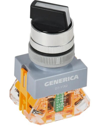 Переключатель D7-11X2 на 2 положения черный GENERICA (BSW50-11X2-3-21-2-K02-G). Переключатель. IEK в Прокопьевске