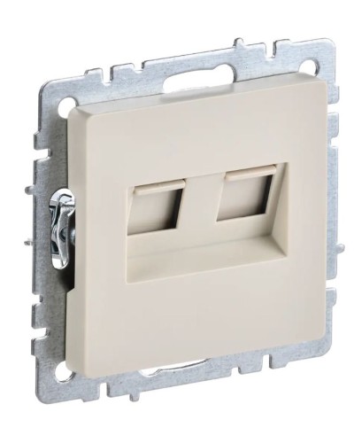 Розетка RJ11+RJ45 РК/Т12-БрКр бежевый BRITE (BR-KT20-O-1-K10). Розетка двойная. IEK в Прокопьевске