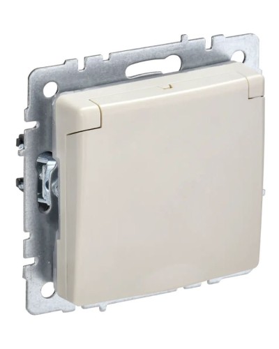 Розетка с з/к РСбш10-3-44-БрКр бежевый BRITE (BR-R16-16-44-K10). Розетка с заземлением с защитными шторками и крышкой. IEK в Прокопьевске