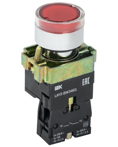 Кнопка LAY5-BW3461 с подсветкой красный 1з (BBT50-BW-K04). Кнопка с подсветкой. IEK в Прокопьевске