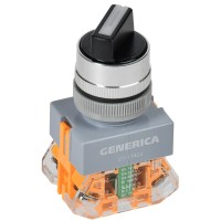 Переключатель D7-11X22 на 2 положения черный GENERICA (BSW50-11X22-3-22-2-K02-G). Переключатель с самовозвратом. IEK