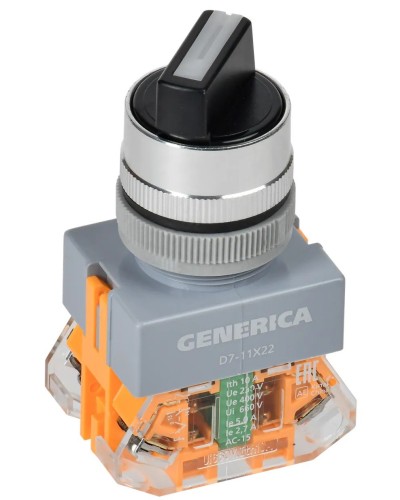 Переключатель D7-11X22 на 2 положения черный GENERICA (BSW50-11X22-3-22-2-K02-G). Переключатель с самовозвратом. IEK в Прокопьевске