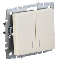 Выключатель 2-клавишный ВС10-2-1-БрКр бежевый BRITE (BR-V20-1-10-K10). Выключатель с индикацией. IEK