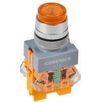 Кнопка D7-11D d=22мм желтая GENERICA (BBT50-11D-3-12-K05-G). Кнопка управления с подсветкой. IEK
