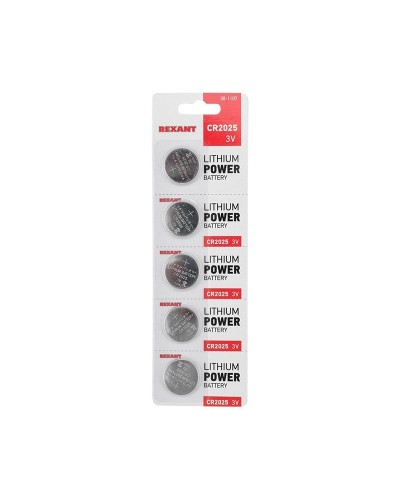 Литиевые батарейки CR2025 3 V 160 mAh (30-1107). Элемент питания. Rexant в Прокопьевске
