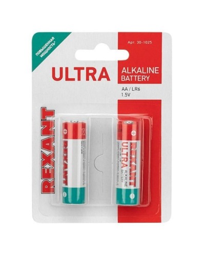 Ультра алкалиновая батарейка AA/LR6 1,5 V 2 шт. блистер REXANT (30-1025). Элемент питания. Rexant в Прокопьевске