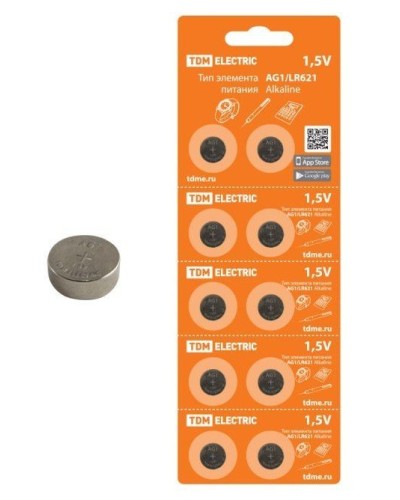 AG1/LR621 Alkaline 1,5V BP-10 TDM (SQ1702-0045). Элемент питания. TDM ЕLECTRIC в Прокопьевске